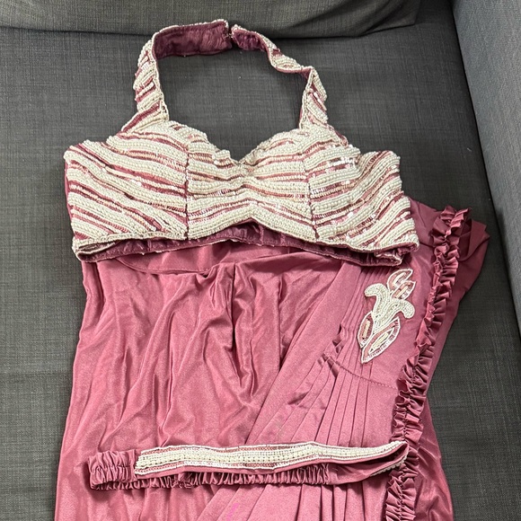 Elegant Pearly Pink Pre Stitched Saree - Picture 2 of 2